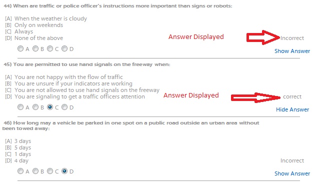 Where can you find some driver's license sample test questions?